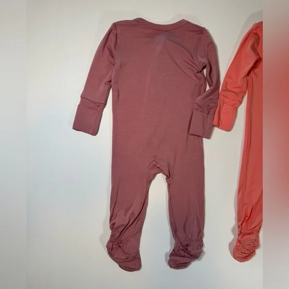 Suzel Baby Girl Bamboo Zip Romper Pajamas Lot Size 0-3M - Picture 7 of 8